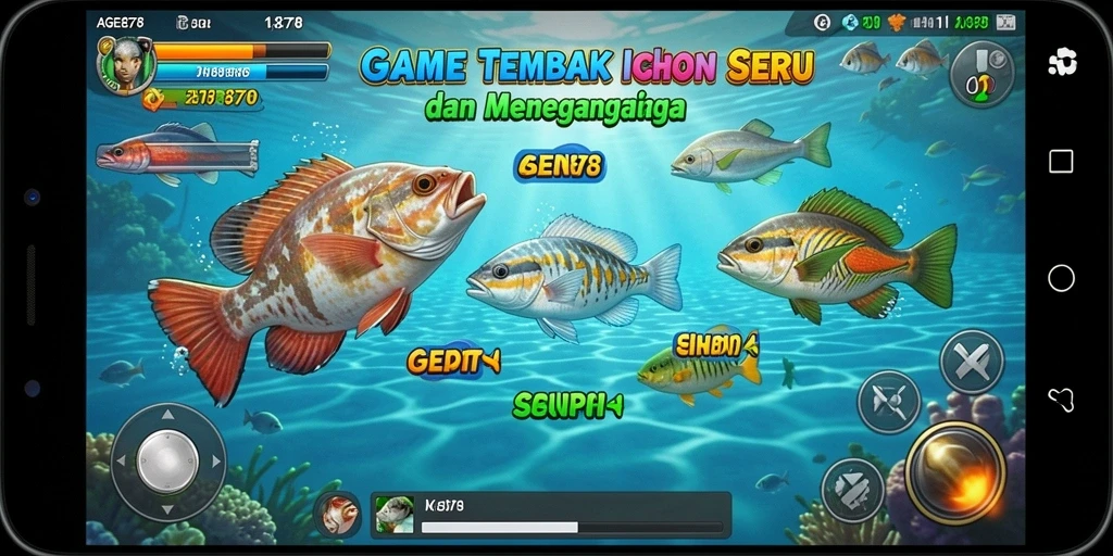 Screenshot gameplay AGEN878 dengan aksi menembak ikan.