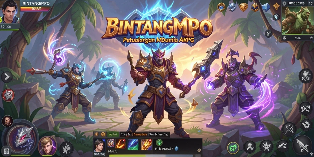 Screenshot gameplay <strong>BINTANGMPO</strong> menampilkan pertarungan seru dalam dunia fantasi.