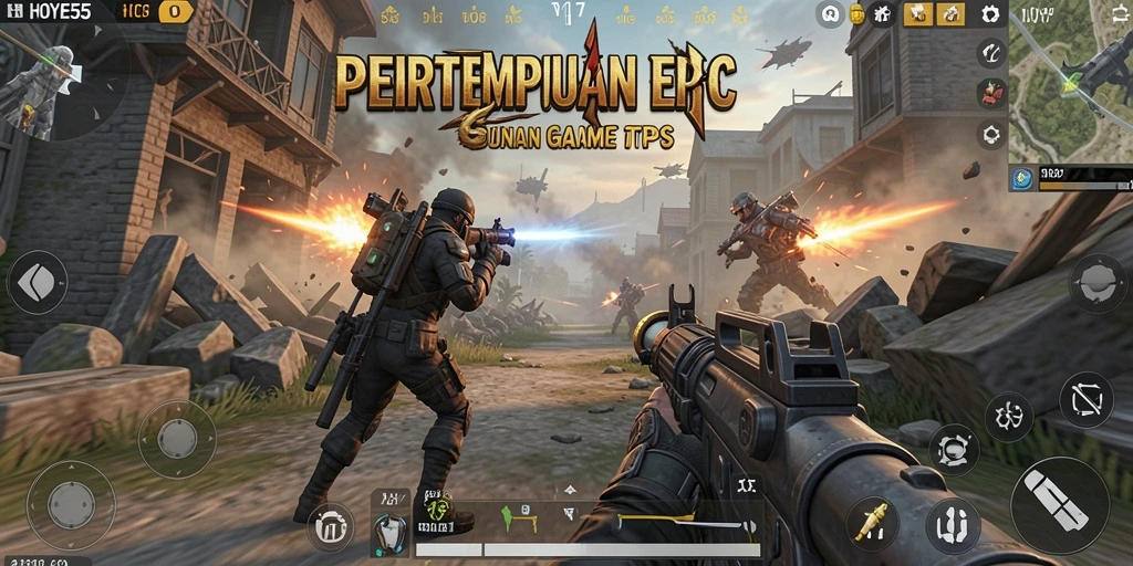 Screenshot utama HOYE55 menampilkan aksi pertarungan yang mendebarkan dalam TPS.