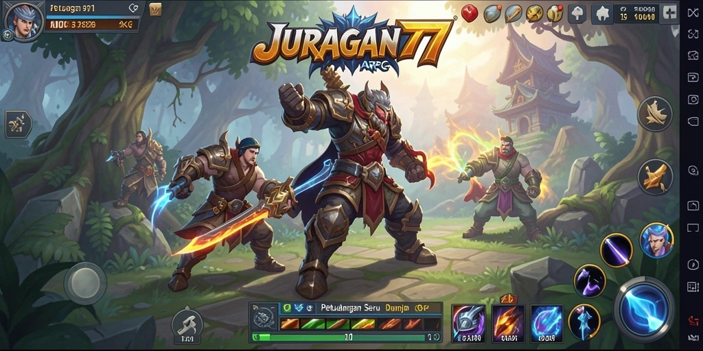 Tampilan gameplay seru di JURAGAN77 dengan pertarungan yang mendebarkan.