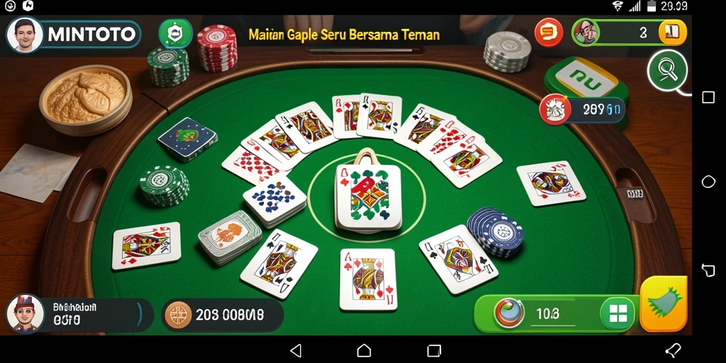 Tampilan menarik dari gameplay Gaple di MINTOTO.