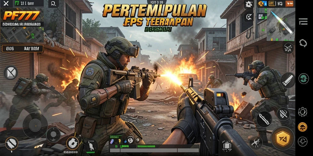 Screenshot menunjukkan aksi tembak-menembak yang mendebarkan di PF777.